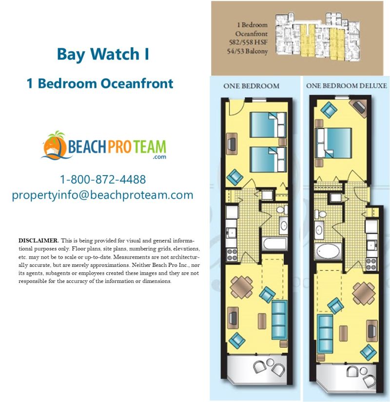 Bay Watch Resort I Floor Plan - 1 Bedroom Oceanfront 